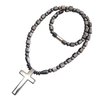 Ecooon Cross pendant hematite magnetic therapy necklace for men and women, healing stone jewelry unisex 22" length