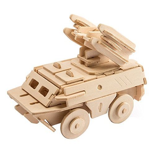 Hands Craft DIY 3D Wooden Puzzle – Assembly Anti-Aircraft Missile Building Kit Brain Teaser Puzzles Educational STEM Toy Adults and Kids to Build Safe and Non-Toxic Easy Punch Out Premium Wood JP237