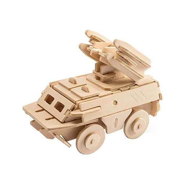 Hands Craft DIY 3D Wooden Puzzle – Assembly Anti-Aircraft Missile Building Kit Brain Teaser Puzzles Educational STEM Toy Adults and Kids to Build Safe and Non-Toxic Easy Punch Out Premium Wood JP237