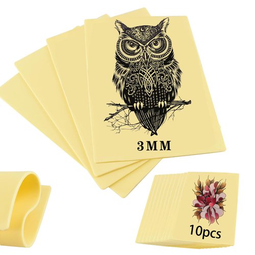 3MM Tattoo Practice Skin - Pudinbs 10 pcs Tattoo Fake Skin 7.8 x 5.9in Thickened Blank Fake Tattoo Skin for Tattoo Beginners and Experienced Tattoo Artists (yellow)