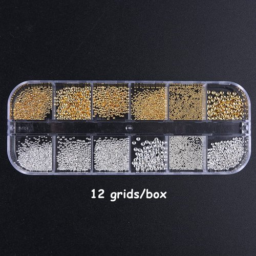 3D Nails Art Metal Charms Gold Nail Micro Caviar Beads Nail Studs for Women Rivet Nail Art Jewels Decoration Pixie Crystal for Nails Rhinestones Kit Professional Manicure Supplies