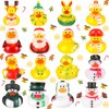 Hanaive 16 Pcs Assorted Christmas Rubber Ducks Bulk with Different Designs Mini Rubber Ducks Bath Toys Xmas Themed Novelty Duck for Party Supplies Gifts Birthday Baby Shower Pool Party (Classic)