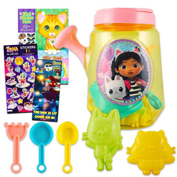 DreamWorks Gabby's Dollhouse Watering Can Set for Kids Water Toys - 6 Pc Gabby Beach Toy Bundle with Watering Can, Shovel, and More | Gabby's Dollhouse Water Toys