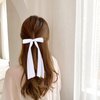 VOBOBE 4PCS Hair Bows for Women Girls, Black White Satin Tassel Hair Ribbon Bowknot Hair Clips Barrettes for Girl with Small Long Tail Hair Accessories (White+Black)