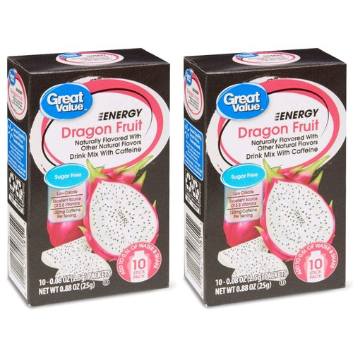 Great Value Energy Drink Mix, Dragon Fruit, Sugar-Free, 0.88 oz (Pack of 2)