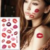 35 pcs Red Lip Temporary Tattoo Sticker Kiss Mark Design Waterproof Tattoo Stickers for Adult Girls Women Female Red Print Festival Face Body Decor Transfer Tattoos Stickers
