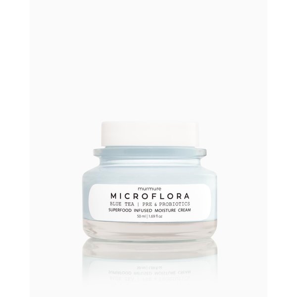 Murmure – Microflora : Blue Tea Moisturizer - Daily Face Cream/Hydrating & Plumping | Barrier Repair - Pre & Probiotics + Hyaluronic Acid - All Skin Types, Sensitive Skin (1.69 oz)