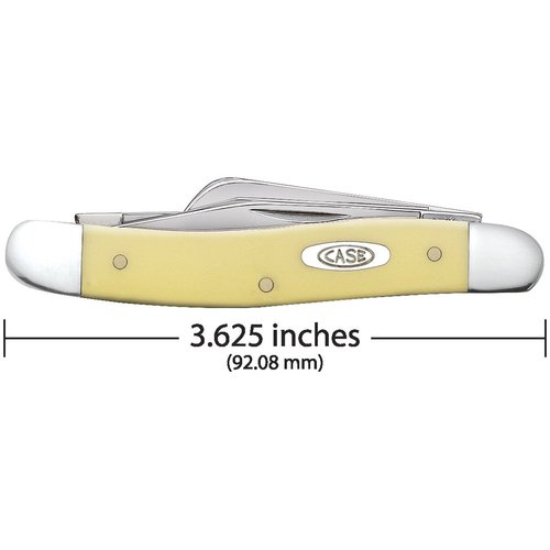 Case XX WR Pocket Knife Madium Stockman With Synthetic Handle, Carbon Steel CV Blades, Length Closed: 3 5/8 Inches (Yellow Synthetic)