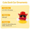 wonuu Winter Rubber Duck with Knitted Scarf Sunglasses Necklace Cowboy Hat, Mini Ducky for Home Party Ornament Car Accessories Dashboard Decoration, Red