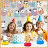 16 Pcs Cat Theme Birthday Party Decorations Party Supplies Kit, Includes Cat Party Banner with 6 Cat Hanging Cutouts 6 Hanging Swirl Decor and 3 Birthday Honeycomb Party Decoration(Cartoon Style)