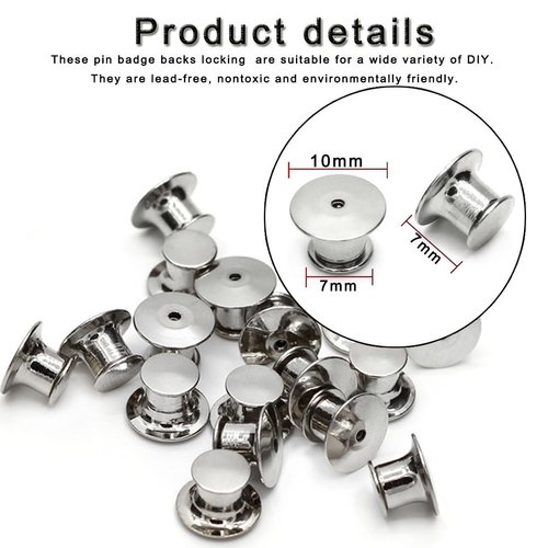 Betoplin 30 Pieces Pin Backs Locking, Metal Pin Backings Pin Keepers Clasp for Brooches, Silver