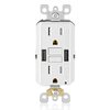 Leviton GUSB1-W 15A SmartlockPro GFCI Combination Type A USB In-Wall Charger Outlet, USB Charger for Smartphones and Tablets, White