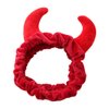 appuivbt Plush Red Devil Horns Headband,Face Wash Plush Hair Band Hair Hoop Makeup Turban Bandana Headband for Female Girls
