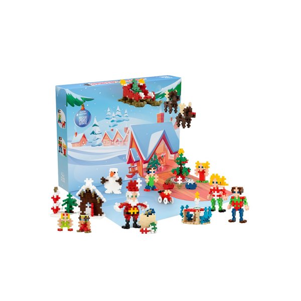 Plus Plus Christmas Advent Calendar 2024, 25 Kids Building Block Toys, Mini 3D Puzzle Kits, Fun Holiday Countdown Stem Gifts, 600 Pieces - Santa's Visit