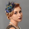 Yokawe 1920s Feather Hair Clip Elegant Black Peacock Feather Hair Clips with Flowers Gatsby Party Head Accessories for Women