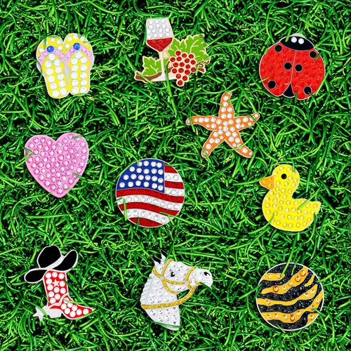 NAVIKA Pink Heart Golf Ball Marker Made with Austrian Crystals | Magnetic Hat Clip Included for Any Age Golfer | Valentine's Themed Ball Marker | Breast Cancer | Gift for Women and Kids