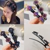 4PCS Satin Fabric Rhinestone Hair Bands, Four-Leaf Clover Fashion Double Layer Mini Hair Clip, Sparkling Crystal Stone Braided Hair Clips，Braided Hair Clip with Rhinestones for Women