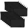 15 Pack Blank Cotton Canvas DIY Craft Zipper Bags Pouches Pencil Case for Makeup Cosmetic Toiletry Stationary Storage (Dark Black, 8.3” x 4.7”)