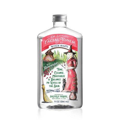 Dr. Saymans Alcohol-Free Facial Toner with Witch Hazel, Rosewater & Rice Protein, Removes Impurities & Hydrates Your Face, 9 oz