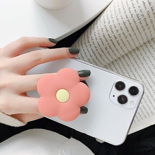 Pink Daisy Flower Phone Grip Holder, Collapsible Expandable Silicone Phone Grip, Cute 2D Phone Back Holder Grip, Cell Phone Grip for Smartphone Tablet Cell Phone Accessories Grip, Cell Phone Grips
