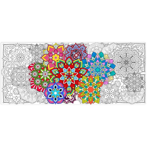 BZaber Coloring Poster for Kids Adults Mandala Flower Giant Wall Art Decorations Jumbo Coloring Flower Posters for Bedroom Living Room Classroom Decor DIY Painting Crafts (Mandala Flower, 55"x24")