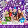 Purple Birthday Decorations for Women Girls, Lavender Purple Silver Party Decorations Kit with Happy Birthday Banner Backdrop Tablecloth Fringe Curtain Purple Balloon Arch, Purple Party Supplies