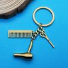 Xiahuyu Hairdresser Hair Dryer/Scissor/Comb Charm Pendant Keychain Keyring, Perfect for Salon Owner Hair Stylist Jewelry Gift Graduation Gift