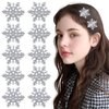 TUCEWP 10Pcs Snowflake Hair Clip for Women Girls Cute Hair Pins Nonslip Sparkly Hair Barrette Snap Small Silver Metal Alligator Clips for Long Thick Hair Holiday Wedding Bridal Hair Accessories
