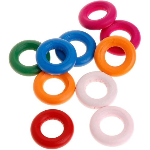 10 Pcs Colorful Unfinished Solid Wooden Rings for Craft Jewelry Making DIY Bird Toy Parrot Chewing Blocks Accessories 2 Sizes Parrot Toys African Grey for Small Parrots for Parrot Toys