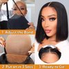 Keytac Bob Wig Human Hair Glueless Wear and Go Pre Plucked Pre Cut Straight Short Bob lace front Wigs for Women 5x5 Hd Lace Closure Bob Wig Brazilian Virgin Hair 180% Density Natural Black 12 Inch