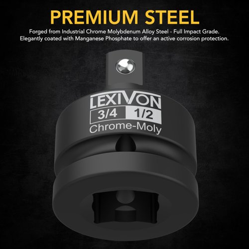 LEXIVON 3/4-Inch Impact Socket Adapter, 3/4" Female x 1/2" Male Reducer | Chrome-Molybdenum alloy steel = Fully Impact Rated (LX-402)