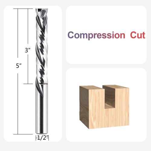 SpeTool Compression Spiral Router Bit 1/2 Inch Shank 3 Inch Cutting Length Extra Long UP&Down CNC Router Bits for Woodworking Milling Slot Mortise