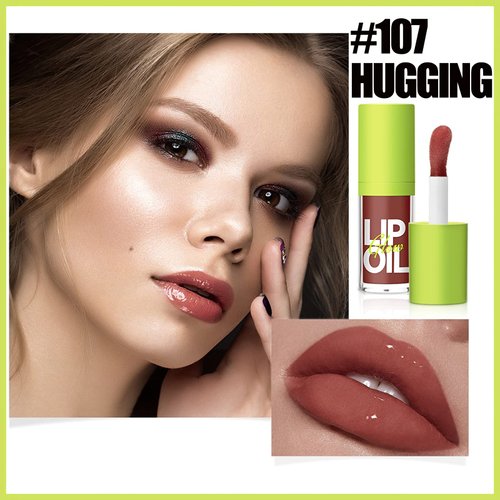 MIELIKKI Moisturizing Hydrating Lip Glow Oil, Hydrating Lip Plumper, Transparent Plumping Lip Gloss, No-Sticky, Long-Lasting, Shiny Tinted for Lip Care, 107 HUGGING