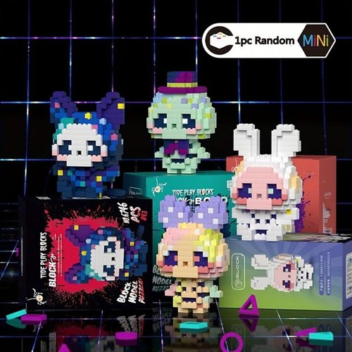1PC （750+pcs） Random Box Dark Night Skeleton Cute Cosplay Mini Building Block Figure Toys, Building Blocks Gifts Randomly One of The Four Desighs for Birthday Christmas Deco.