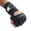 Fit Four OCR Slit Grip Gloves Obstacle Course Racing & Mud Run Hand Protection | Wrist Support with Slit for Fitness Watch (Black/Red, Small)