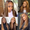 Biliisyff Highlight Straight Human Hair Bundles Piano Color P4/27 Ombre Bundles Hair Bundles Blonde Brown and Black Double Weft Brazilian Human Hair Bundles Silky and Soft 26 28 30 Inch
