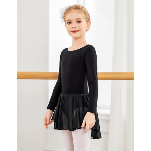 Zaclotre Ballet Leotards for Girls Toddler Classic Long Sleeve Criss-Cross Back Dance Dress Ballerina Outfits