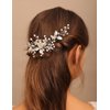 Teyglen Leaf Bride Wedding Hair Comb Silver Leaf Crystal Hair Side Comb Vintage Leaf Rhinestone Headpieces Bridal Pearl Crystal Hair Pieces Wedding Hair Accessories for Women Bride Girls