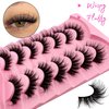 Cat-Eye Lashes Flu-ffy 20mm Manga Lashes Wispy Fairy Eyelashes, Curly Volume Spiky Lashes Faux Mink False Eyelashes that look like extensions Lashes Natural Look 7 Pairs Pack(ZD97)