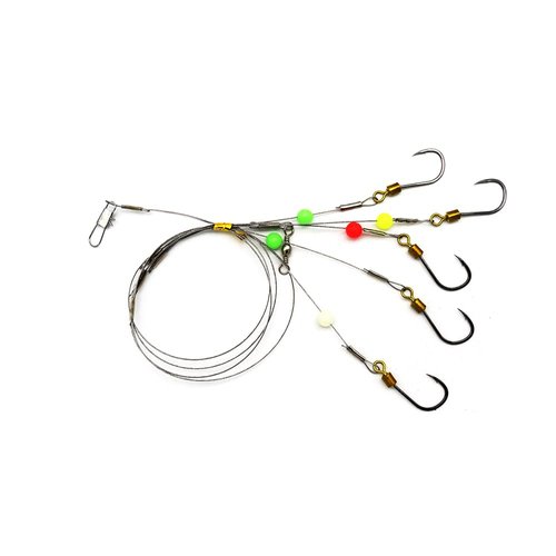 Fishing Hook with Leader,5 Hooks Fishing Rig-7 Strands Nylon Coated Fishing Leader with Swivle,Snap,Hooks