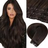 LaaVoo Beaded Weft Human Hair Extensions Darkest Brown Microbead Hair Extensions Brown EZE Weft Remy Hair Extensions Darkest Brown Beaded Weft Hair Extensions 22 Inch 50G