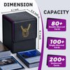 ZLCA Card Deck Box for MTG Cards with 2 Dividers, Card Storage Box Fits 100+ Single Sleeved Cards, PU Leather TCG Card Deck Case Holder for Magic Commander Yugioh (Black&Purple,Ring)