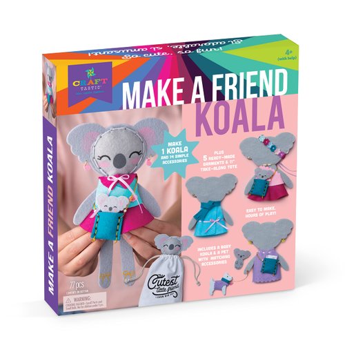 Craft-tastic – Make A Friend: Koala – Beginner Sewing Craft Kit – Makes Stuffie Koala with Clothes and Accessories – Fun and Unique Gifts for Kids – Ages 4+ with Help, Small, Multi