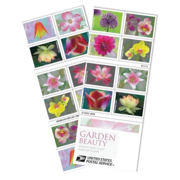 USPS Garden Beauty Forever Postage Stamps Book of 20 self-stick First Class Wedding Celebration Anniversary Flower Party (20 Stamps)