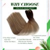 Sew in Hair Extensions Real Human Hair Brown with Medium Blonde Highlighted Remy Human Hair Extensions 20 Inch Double Weft Hair Weft Extensions Sew in Hair Extensions 100g for White Women