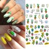 Cactus Nail Stickers Spring Water Transfer Nail Art Stickers Decal Flower Nail Decals for Acrylic Nail Green Cactus Flower Leaf Nail Design Nail Decoration for Women Girls Nail Supplies 12pcs