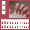 Hkanlre Pink Butterfly Press on Nails Cute Coffin Medium Fake Nails Tips Full Cover Gradient False Nails for Women and Girls 24PCS