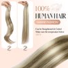 Hanne Fashion Human Hair Extensions Micro Ring PU Hair Extensions Glueless Remy Human Hair Extensions with Holes Highlight Blonde 9A/P60 Invisible Tape in Hair Extensions for Women (35g 4Pcs,18 Inch)