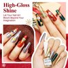 MIZHSE Christmas Nail Polish Set, 6 Colors Red Green Yellow White Sliver Sparkle Polish Set Quick Dry Nail Polish Set with Xmas Sticker, Fall Winter Manicure Gift for Women