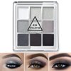 MAEPEOR Black Grey Smokey Eyeshadow Palette 9 Colors Cool Toned Matte Glitter Eyeshadow Palette Longlasting Waterproof Smoky Eye Shadow for Girls and Women (Set 1, Black Grey)
